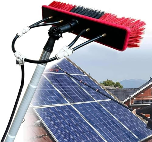 Reinigungsbürste für Solaranlagen mit Teleskopstiel, ausziehbar, 3,610,8 m, für Terrassendachfenster, Photovoltaikpaneele und Wintergärten, PV-Anlage, Reinigungsset