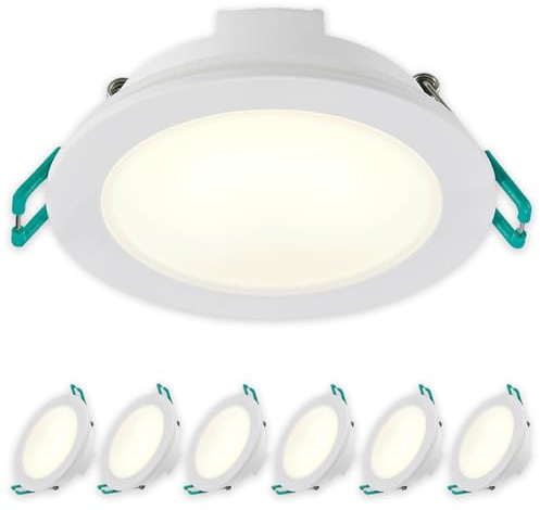 SYLVANIA LED Einbaustrahler 230V | 6er Pack | Warmweiß | LED Spots Ø 68 mm | 100° Abstrahlwinkel | Deckenspots für Wohnzimmer, Badezimmer, Küche