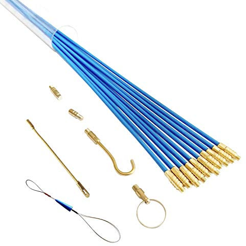 Extractor de cable Empujadores de cable Empujador Varillas de cable de cinta pasacables de fibra de vidrio, varilla for pescar, alambre for correr, kit de cinta pasacables conectable eléctrica, extra