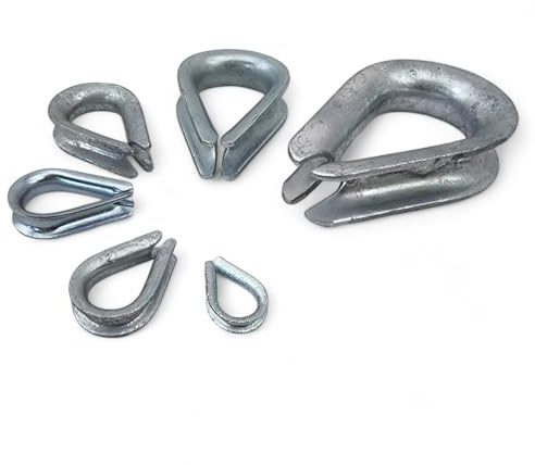 Pack of 10 10mm Wire Rope Cable Lug Thimbles Steel U Clamps Cable Clips Wiring Eye - Thimble
