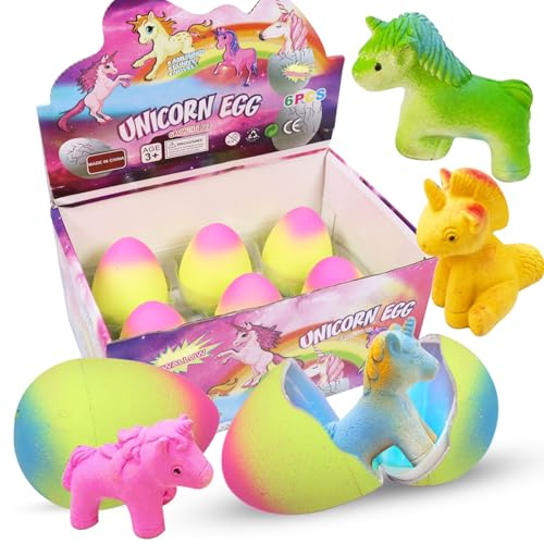 6 huevos sorpresa de unicornios, unicornios que eclosionan, huevos mágicos de unicornio, huevos sorpresa de unicornio, regalos para niñas, juguete de unicornio de huevo, juguete de crecimiento para