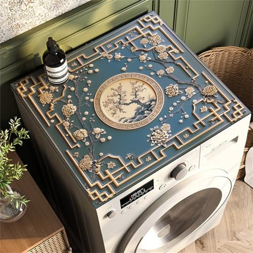 Highdi Universel Housse de Protection pour Machine à Laver Top,Coussin de Machine à Laver Antidérapant Housse de Machine à Laver pour Machine à Laver Ou Sèche-Linge (Gris Bleu,60x60cm)