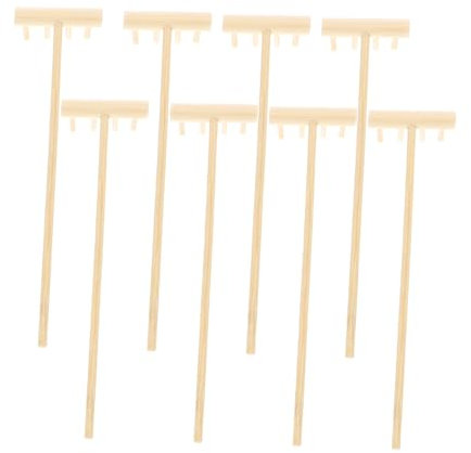 VICASKY 8pcs Mini Bamboo Rake for Zen Garden Tabletop Sandbox Tools Sand Smoothing Rake Meditation Desktop Accessories Miniature Garden Decoration Beige