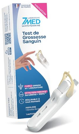 Laboratoire 7MED | Le Premier Autotest de Grossesse Sanguin fiable comme au Laboratoire | Résultat Fiable en 5 minutes | Nouvelle Génération de Tests de Grossesse | Fabriqué en France