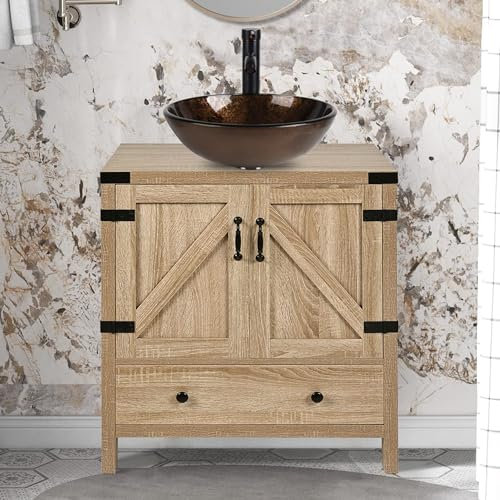 Mobile da bagno moderno da 70 cm con lavabo in vetro marrone autoportante per guardaroba