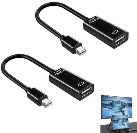 Xatgiouy 2 Pezzi Mini Display Port 2k HDMI 4K@30Hz, Mini DisplayPort to HDMI per MacBook Air/Pro, Surface Pro/Dock, Monitor, Proiettori, Compatibile con Laptop e Desktop thunderbolt 2 to hdmi