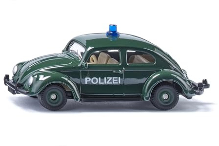 Siku 1560, VW Käfer Polizei, Spielzeugauto, Metall/Kunststoff, Dunkelgrün, Spielzeugauto für Kinder, Gummierte Reifen, Mit Dachlampe