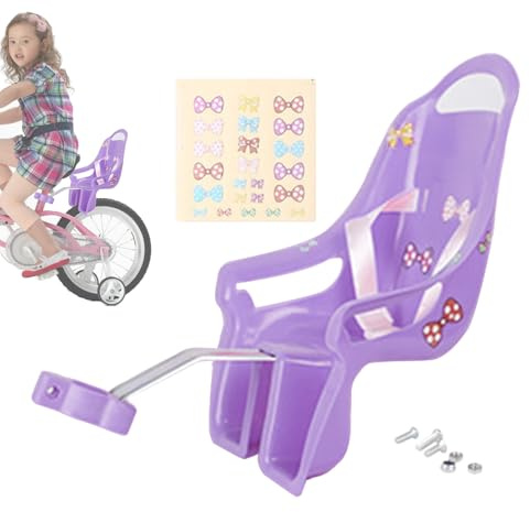 Qikam Puppenfahrradsitz Für Mädchenfahrräder, Kinderfahrrad Puppensitz mit Aufkleber für Mädchen | Fahrrad Puppen Sitz | Kinderfahrrad Zubehör | Babypuppen Fahrradträger Für Puppen