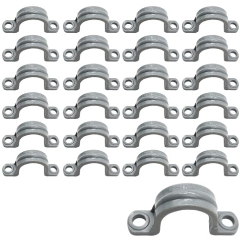 CZAKOMIX 25 Piezas Abrazaderas para Tubos, Clip para Tubo, Correas de Tubo de PVC, para Tuberías de Gas, Agua, pared Mangueras, Tubos de PVC y Cables（Sin Tornillos,1/2）