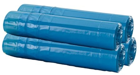 Bottari 60 Sacchi Immondizia 40L 55x65 cm con Maniglie di Chiusura, Azzurri, Sacchi per Spazzatura Resistenti e Riciclati, 4 Rotoli da 15 Pezzi
