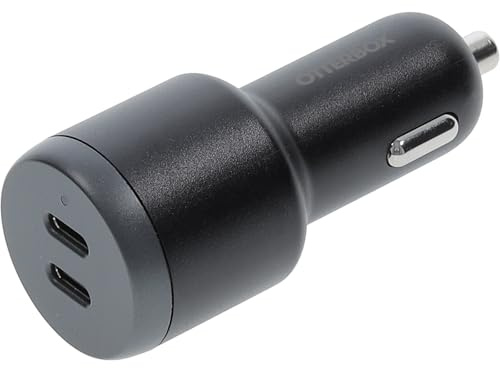 OtterBox Dual USB-C Port Car Charger 65W, Car Charger for Smartphone and Tablet, Rugged, Ultra Durable, Black