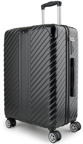 LETTOO 120L (75x50x33) Reisekoffer mit Rollen - Extrem Stabiler Trolley Koffer mit Laptoptaschen-Befestigung und Eckschutz Eckenschutz (schwarz, XL 28 Zoll)