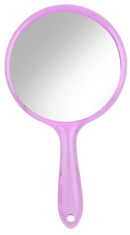 FESSOSKO Handspiegel mit Griff Doppelseitiger Spiegel 1X/3X Vergrößerung Spiegel Kosmetikspiegel Schminkspiegel Runde Form für Damen Tägliche Make-up (Rosa)