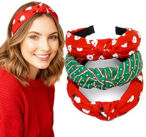 Serre-Tête de Noël, 3 Pièces Bandeaux de Noël, Serre-Têtes pour Enfant Adulte, Christmas Headband, Headband Xmas, Décoration Christmas Bandeaux, Multicolore, pour Filles et Femmes