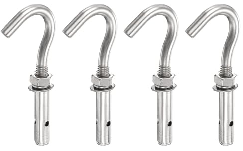 PATIKIL Pernos De Ojo Para Hormigón M10x45mm 4 Piezas Anclajes De Expansión Para Pared De Hormigón Acero Inoxidable Pernos De Gancho De Expansión De Alta Resistencia Apertura Pequeña