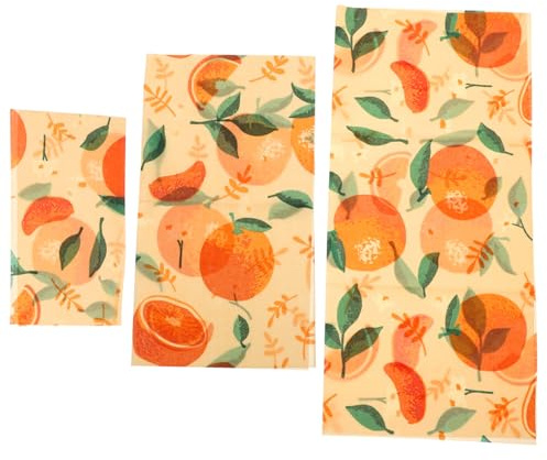 Hohopeti 3 Hojas Paños de Cera de Reutilizables Envoltorios de Alimentos con Cera Natural Preservación Ecológica y Sostenible para Frescura