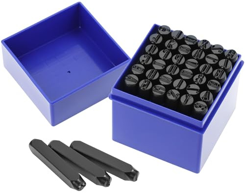 QWORK® 36 Stück Schlagzahlen Buchstaben Set, 8mm Stahlstempel A-Z, 0-9, Schlagbuchstaben, für Metall, Holz und Leder