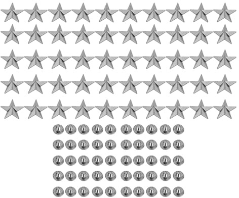 Rivets étoiles à 5 branches, goujons étoiles pour la maroquinerie, rivets en forme d'étoile en alliage de 16 mm avec vis à fente de 4 mm, goujons métalliques décoratifs pour (Argent Noir)