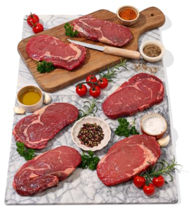 Musclefood Heritage Beef Ribeye Steaks - 6 x 300g | 21 Days Matured | Hand Trimmed | Delivered Chilled | Freezer-Friendly |