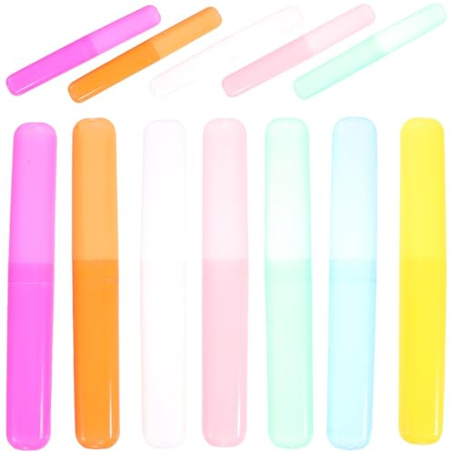 ZUNOXAZ 14 Pezzi Custodia da Viaggio per Spazzolini da Denti in Plastica Colorata, Portaspazzolino Portatile Anti Polvere, Contenitori da Viaggio per Spazzolino e Dentifricio per Viaggi