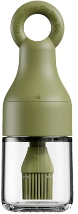 Aceitera Con Brocha | Botella Para Aceite de Oliva Con Brocha de Silicona para Repostería | Dispensador Hermético Antigoteo Para Preparación De Alimentos, Frituras, Hornear, Parrilla, BBQ, Camping Y