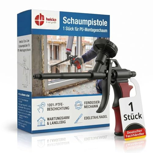 heicko PU Schaumpistole Metall, PTFE Profi Dosierpistole für Bauschaum