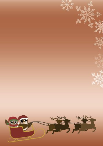 Briefpapier Motivpapier Weihnachten zwei Eulen im Rentierschlitten Santa-Eule 100 Blatt DIN A4 90 g/m² 5413 (100 Blatt)