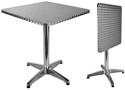 Haushalt International Aluminium Bistro Tisch, Rechteckig, Klappbar, Silber, 60 x 60 x 70 cm
