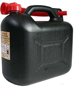 BAUPROFI Benzinkanister KKS 10 PE 10 Liter Schwarz Reservekanister mit Ausgiessrohr 10L