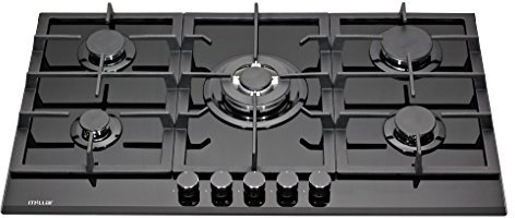 MILLAR GH9051TB 90cm Built-in 5 Burner Black Gas on Glass Hob/Cooktop with FFD