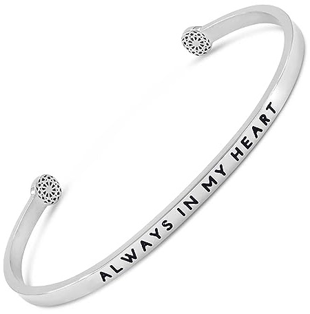 SIMPLE PLEDGE | Always In My Heart Armreif | Armband Damen mit Gravur in Silber, Gold, Roségold | Perfekt als Schmuck Geschenk | Schwarze Gravur
