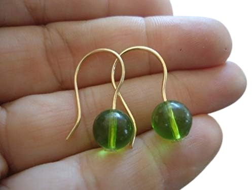 Ohrringe Gold Haken & Grünes Glas