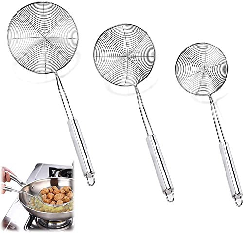 LYTIVAGEN 3PCS Set Filtro, Colino e Setaccio in Acciaio Inox Scolapasta Schiumarola con Maglia a Spirale per Filtrare, Scolare e Sciacquare (11cm, 15cm, 19cm)