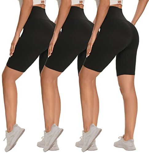 Syrinx 3 Pack Biker Shorts for Women – 8/5/3 High Waisted Tummy Control Workout Yoga Running Athletic Shorts