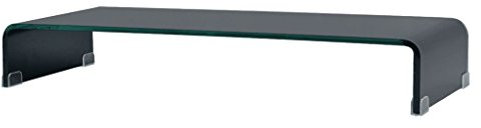 Tidyard Mobile Porta TV in Vetro Temperato Nero 90x30x13 cm,Alza Schermo in Vetro Temperato,Porta TV in Vetro Nero,Mobile TV in Vetro,Tavolino Porta TV in Vetro,Rialzo TV in Vetro