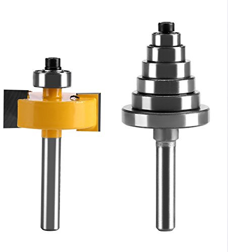 Rabbeting Router Bit Kits, Schaft Rabbeting Bit Set, 1/4 Zoll Shank Rabbeting Router Bit mit 7 Lagern für mehrere Tiefen 3/8, 1/2, 5/8, 3/8, 3/4, 7/8, 9/8 für Massivholz Spanplatten Sperrholz