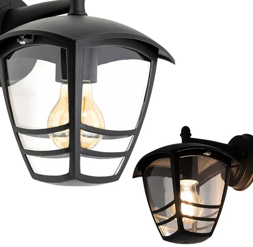 EDO Außen Wandleuchte E27 IMMA D Schwarz – Moderne Wandlampe –Licht nach unten – Außenstandleuchte IP44 für Außenbereich – Außenlampe für Garten, Terrasse, Fassade - Gartenbeleuchtung