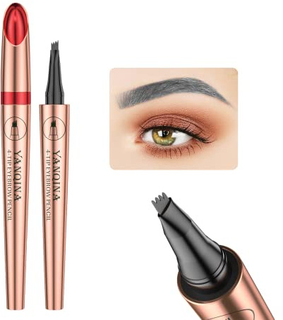 Anifer Lápiz de cejas Gris humo de microblading líquido: resistente al agua, de larga duración, natural, con punta de horquilla de 4 puntos.(Gris humo/Smoke Gray #03)