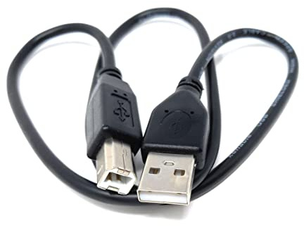 DRUT Short USB A to B 2.0 High Speed Cable Lead, 60cm 1.9ft, 24AWG Black | Printer, Scanner, Music Instrument, Nickel Connectors