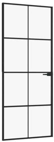 vidaXL Porta Interna Nera 83x201,5cm Vetro Temperato Alluminio Sottile