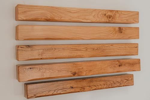 Oak beam mantel, fireplace surround mantle, floating shelf 5 x 4 SQUARE STYLE (Natural, 135cm)