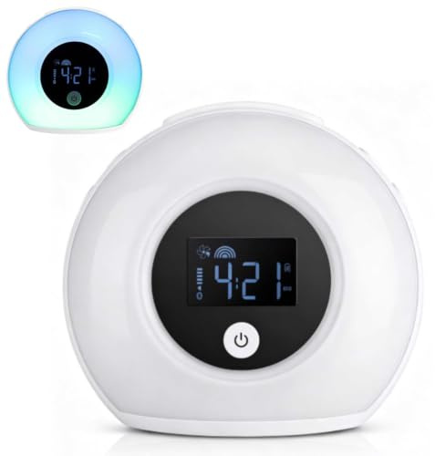 Cyrank Wecker, Farbenfrohe Weckwecker Für Schlafzimmer, Atemlampe, Digitaluhr, Sonnenaufgangswecker Mit Bluetooth-Lautsprecher Für Kinder, Schwere Schläfer, Schlafzimmer