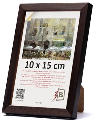 3-B Cornice LUND marrone scuro (noce) 10x15 cm cornice in legno, cornice per foto, cornice per ritratto con vetro acrilico