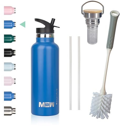 MINIW Edelstahl Trinkflasche - Auslaufsicher Vakuum-Isolierte Flasche - Doppelwandig BPA-frei für Sport, Büro und Outdoor - Navy Blau 500ml