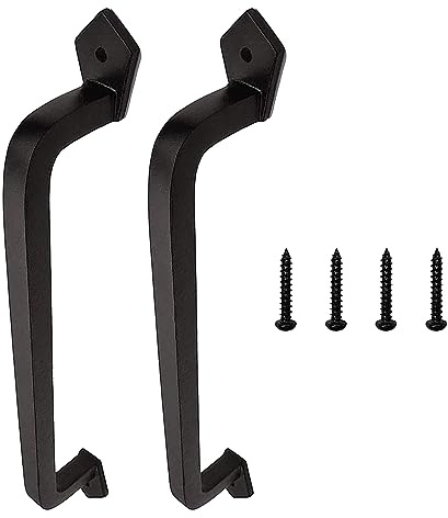 2 Stück Scheunentor Griff Antike Feste Schwere Gusseisen Türgriff, 203mm lochabstand Scheunentürgriff Schiebetür Türgriff Handschuhe,Schwarz Griffe Möbel Griff für Gartentor Holz Outdoor Garage