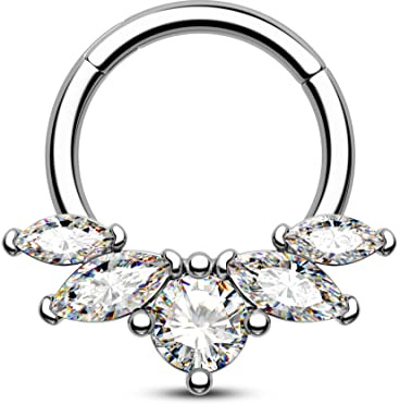 Agrewd 16G Septum Ring Chirurgenstahl 316l Daith Ohrringe Lotus Klarer CZ Helix Piercings Schmuck Silber Septum Daith Knorpel Hoop Ohrring für Frauen 8 10mm