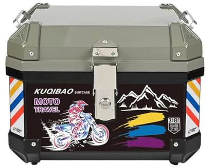 SAGZLKD 35L/48L Motorrad Topcase Aluminium,wasserdichte Helmkoffer Motorrad Hecktasche Für Roller, Motorrad, Moped Quad,Wasserdicht Motorrad Heckkoffer B,45L
