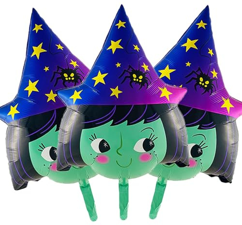 Hexen-Ballon, Halloween, 3 Stück, Helium, aufblasbar, Party-Dekorationen für Halloween, Ostern, Karneval