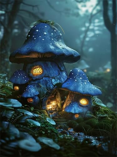 Plant Paint by Numbers Mushroom Paint by Numbers for Children Beginners, Hobbies for Adults Women Paint-by-Numbers, with 3 Brushes and Acrylic Paint Drawing, for Gift and Home Decor 80x110cm WS-160