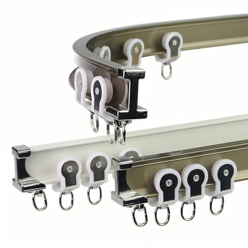 Flexible Decken-Vorhangschiene Biegsame Halterung Für Gardinenschiene Fenster Raumteiler Wohnmobil, Weiß/Gold(B-wall,130cm/4.3ft)